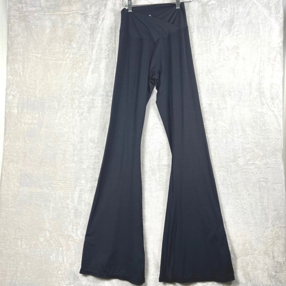Sunzel Women Crossover Waist Flare Leggings Black High Waisted Yoga Pants Size M